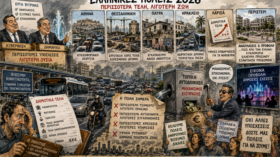 Πόλεις σε ασφυξία, δήμαρχοι σε βιτρίνες και πολίτες σε μόνιμη φορολογική ομηρία